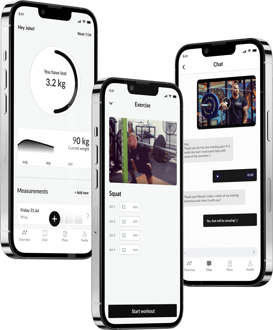 A mockup of the coaching app showcasing the features.